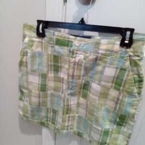 Cape Madras Size 6 Plaid Green and Blue Mini Skirt